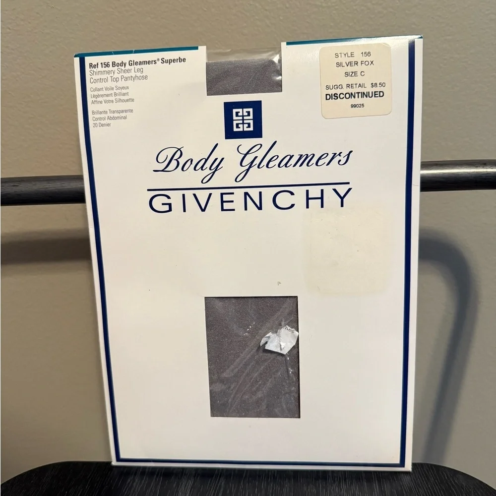 Givenchy Shimmery Sheer Leg Pantyhose Size C Silver Fox